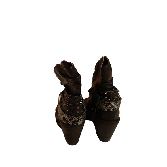 Santa Fe Boot Company black heeled booties western silver studded sz 10 - Picture 3 of 7